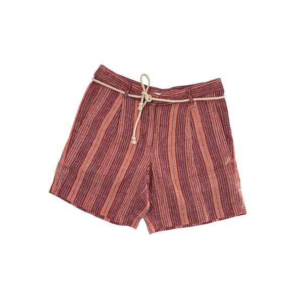 J. Jill Womens Striped Linen Shorts Size Rope Tie Belt coastal resort wear - Picture 1 of 9